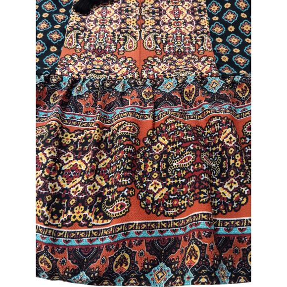 Flowy Boho Blouse Peasant Top M Tiered Colorful Southwest Artsy Travel Vacation - Picture 4 of 10